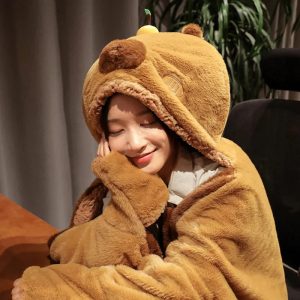 Fluffy Capybara Cloak Hooded Blanket Cape