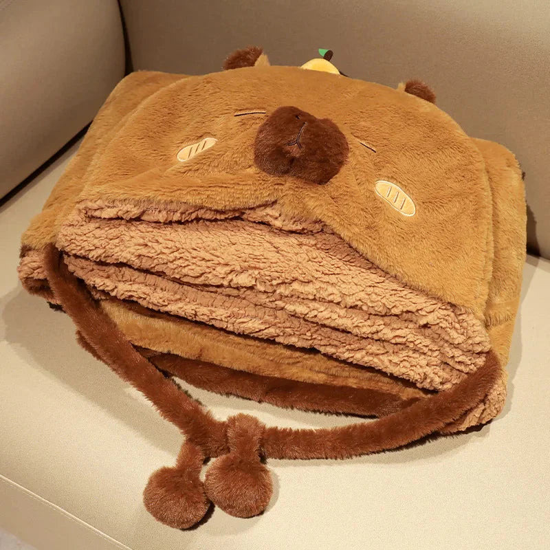 Fluffy Capybara Cloak Hooded Blanket Cape - Image 2