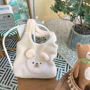 Fluffy Round Bear Tote Bag