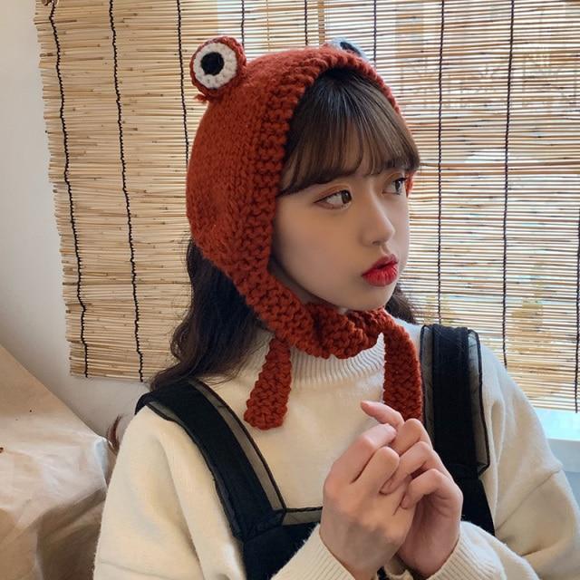 Frog Pom Pom Knit Beanie Hat - Image 8