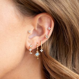 Galaxy Hanging Neptune Gold-Plated Stud Earrings