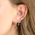 Galaxy Moon Heart Gold-Plated Asymmetric Stud Earrings