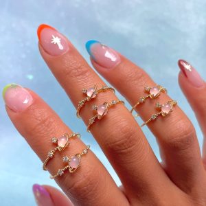 Galaxy Pink Planet Gold-plated Ring