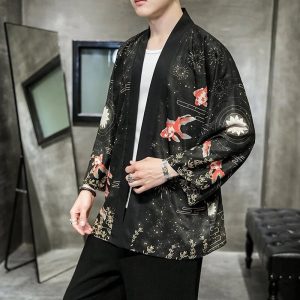 Golden Koi and Japanese Crane Men Kimono