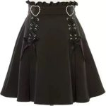 Gothic Black Heart Bow High Waist Mini Skirt