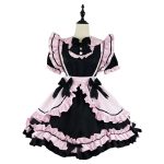 Gothic Black Pink Sweet Lolita Women's Maid Dress Bowknots
