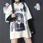 Gothic Blue Hair Emo Anime Girl Women's Tee