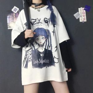 Gothic Blue Hair Emo Anime Girl Women's Tee