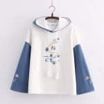Harajuku Moon Sakura Blue Pink Loose Women's Hoodie