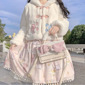 Kawaii Bunny Ear Hooded Plush Coat