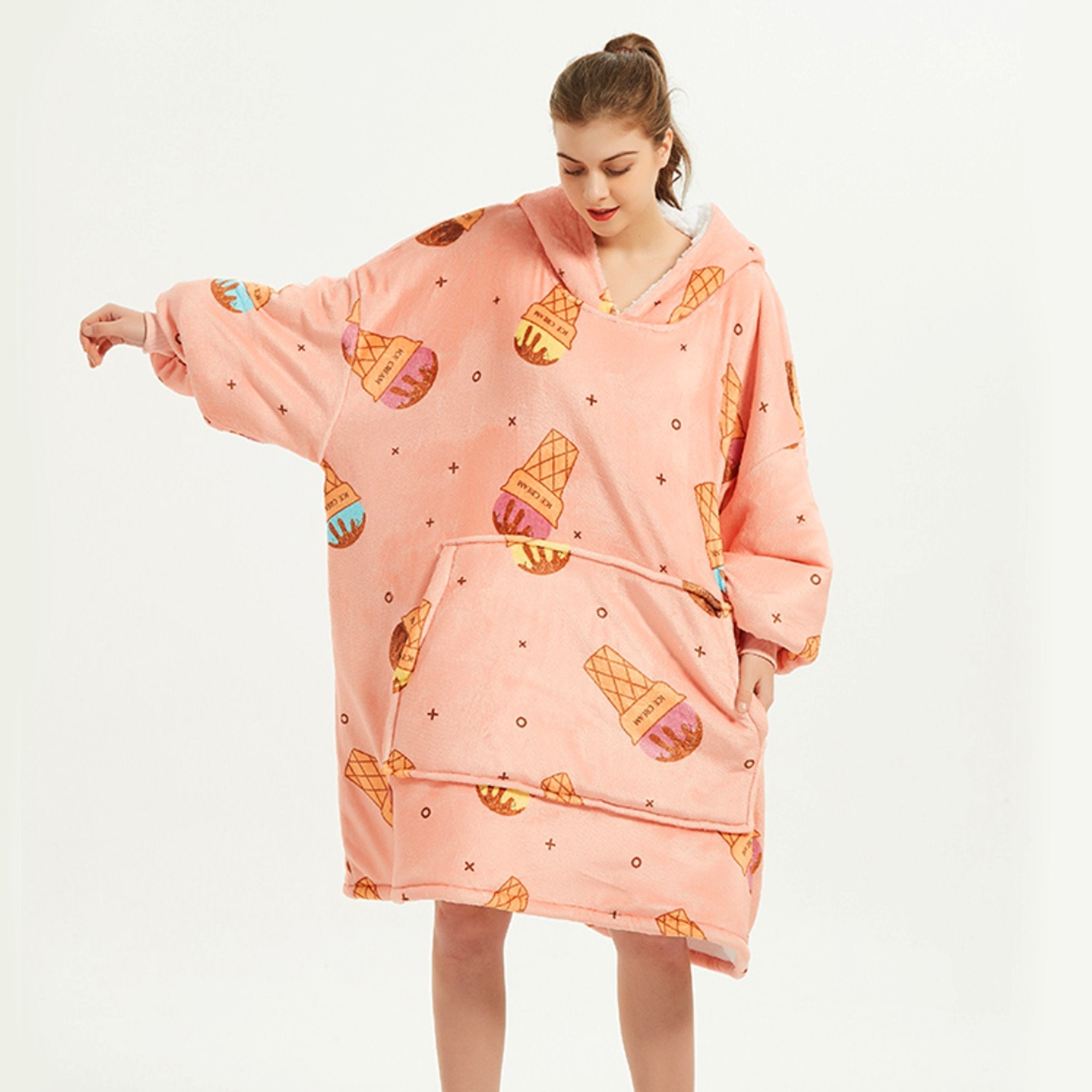 Ice Cream Coral Oversized Blanket Hoodie for Adults & Children - Image 2