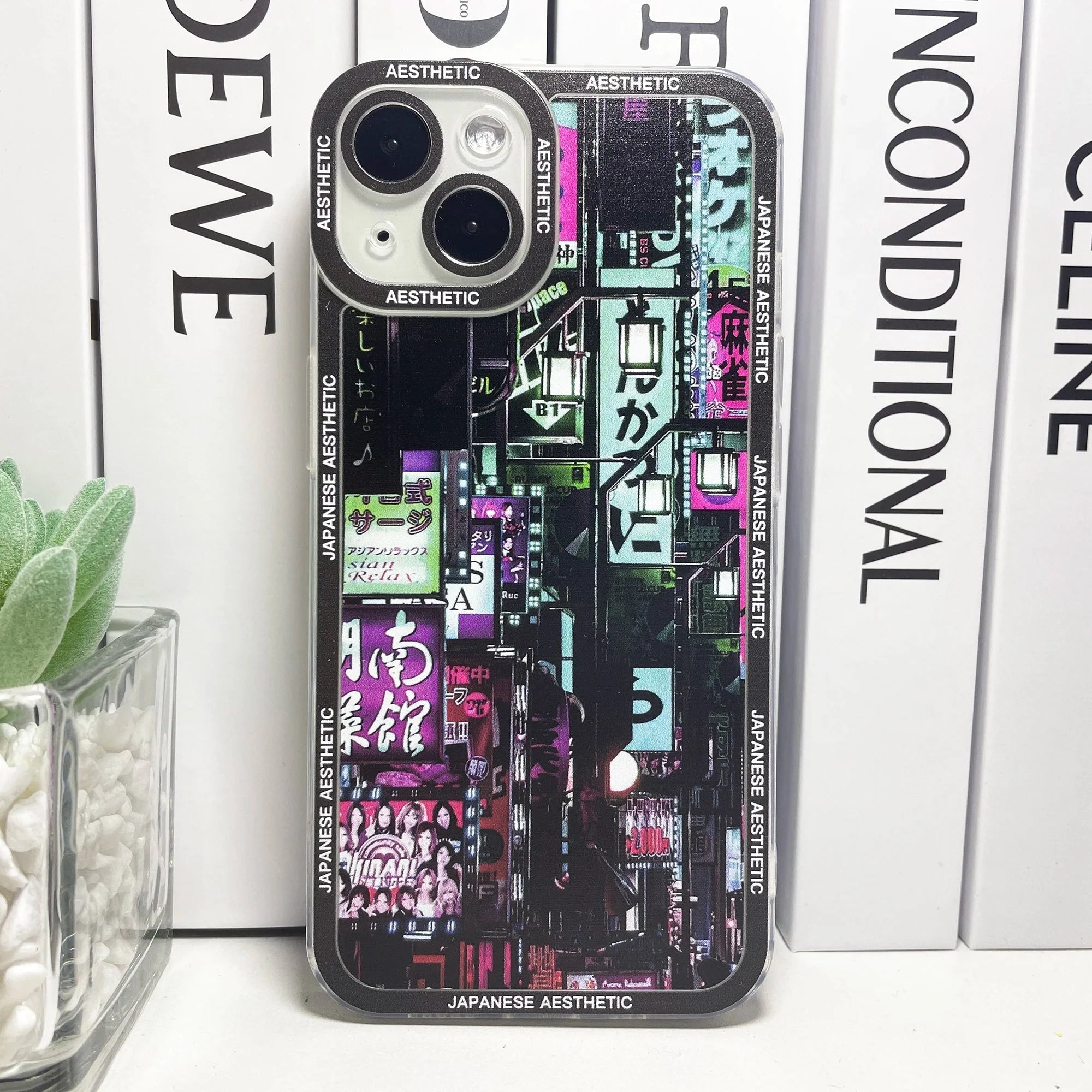 Japanese Aesthetic Tokyo Neon Lights Black Hues iPhone Case - Image 4