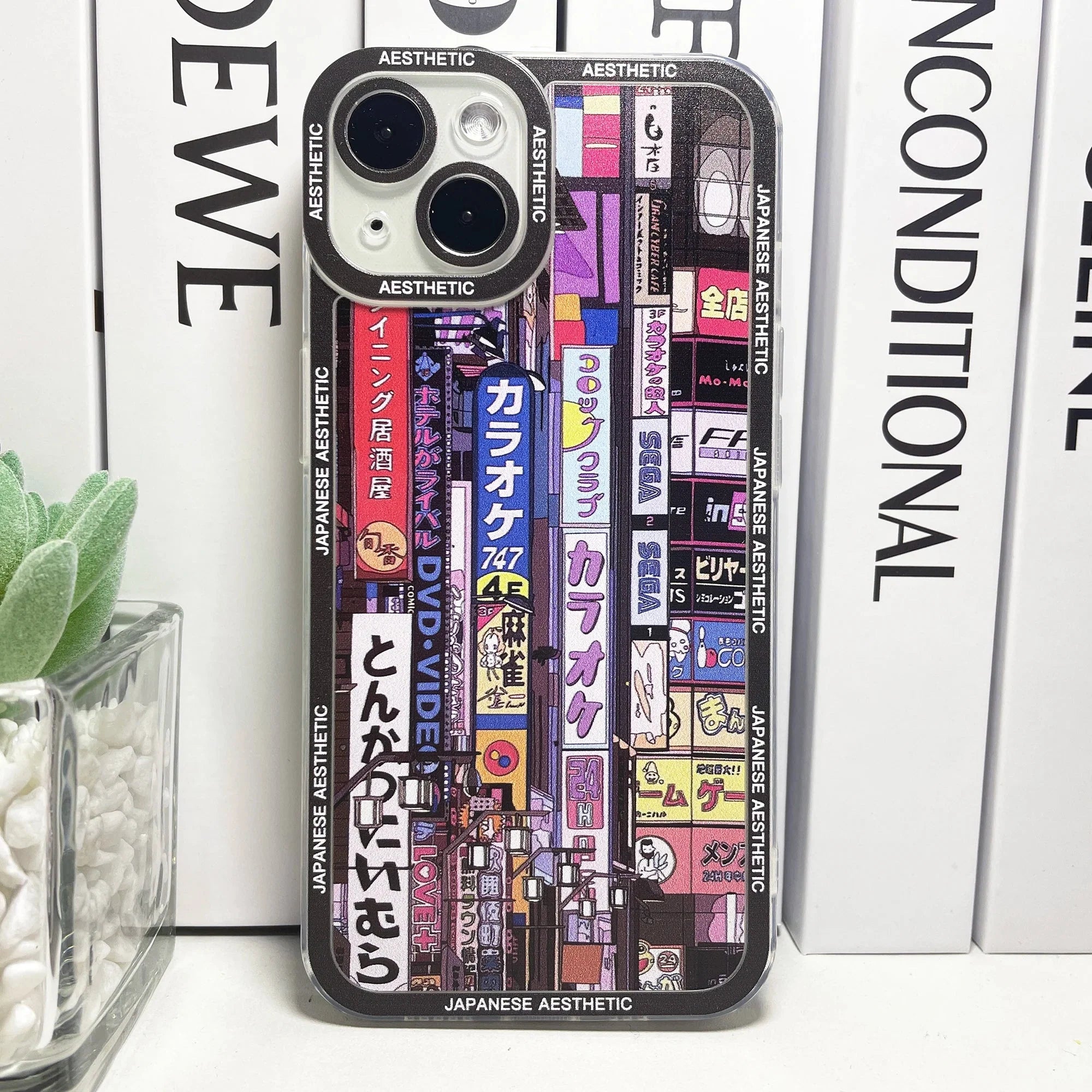 Japanese Aesthetic Tokyo Neon Lights Black Hues iPhone Case - Image 2