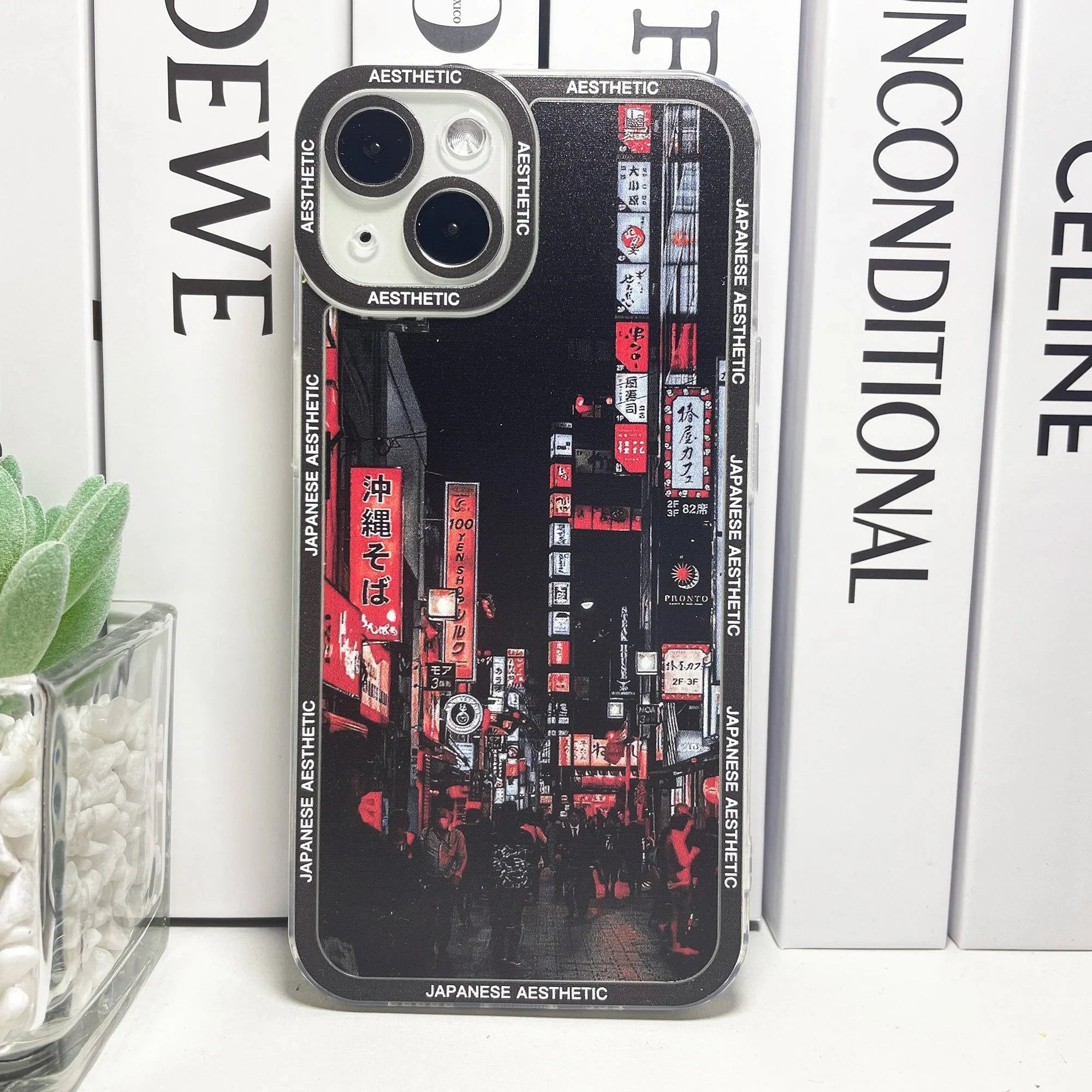 Japanese Aesthetic Tokyo Neon Lights Black Hues iPhone Case - Image 3