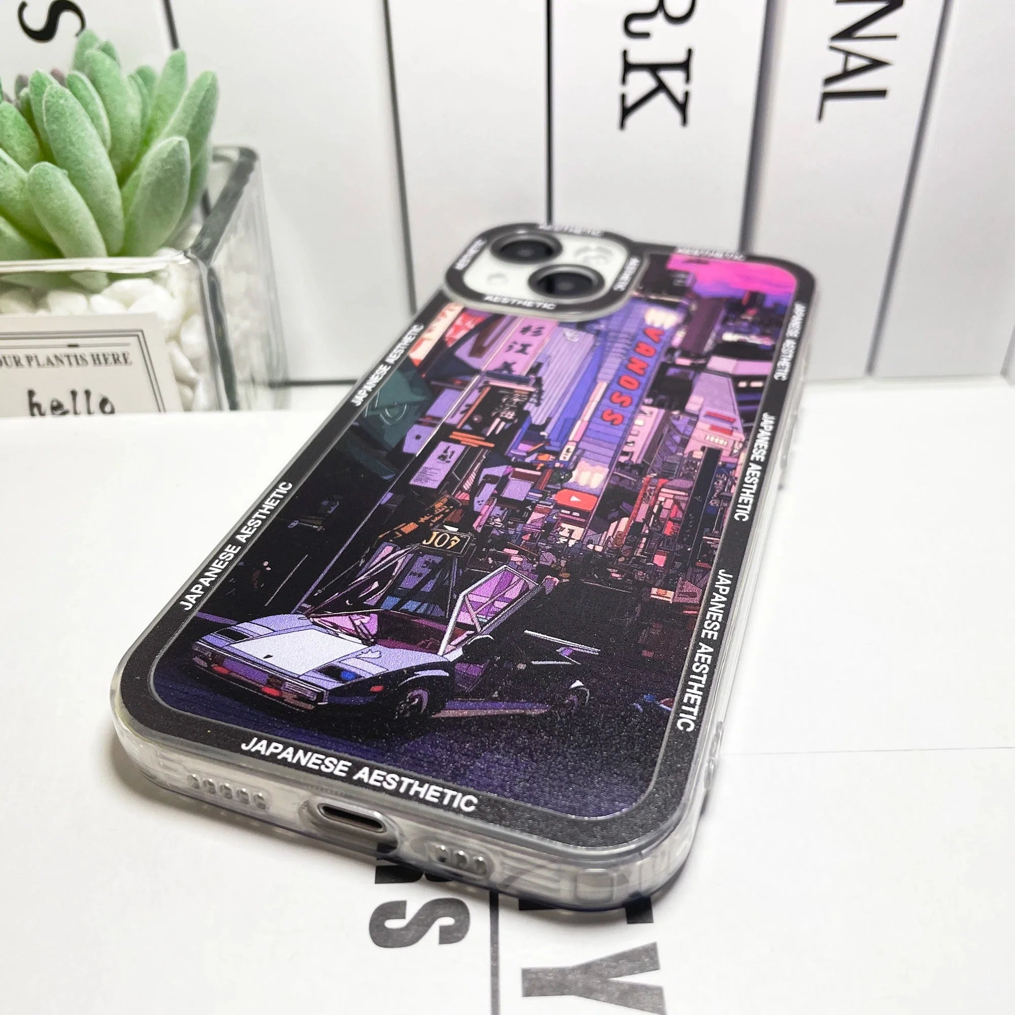 Japanese Aesthetic Tokyo Neon Lights Black Hues iPhone Case
