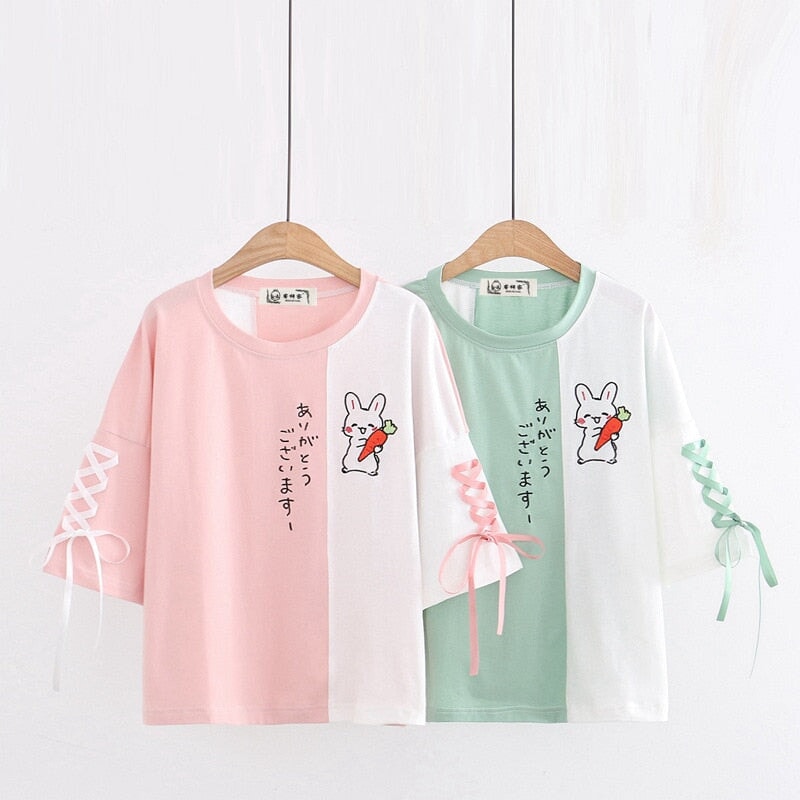 Japanese Bunny Carrot Loose Short-Sleeve Tee