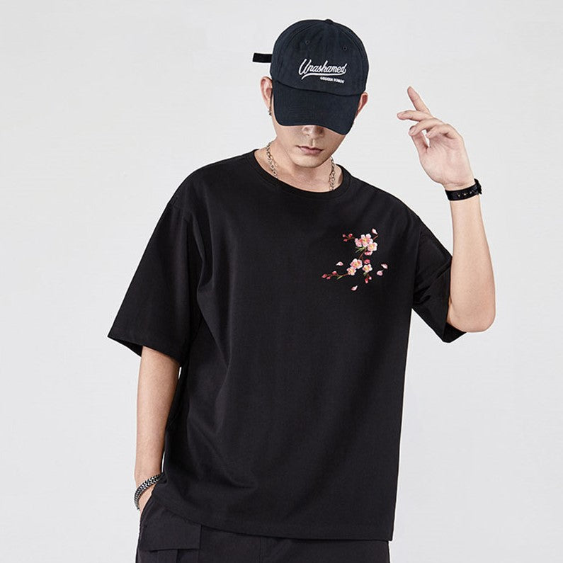 Japanese Cherry Blossoms Embroidery Tee