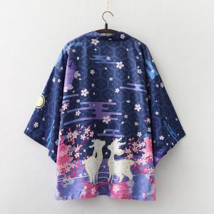 Japanese Deer of Nara with Sakura Trees Kimono