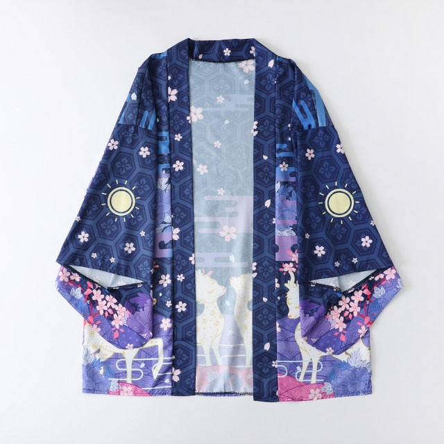 Japanese Deer of Nara with Sakura Trees Kimono - Image 2