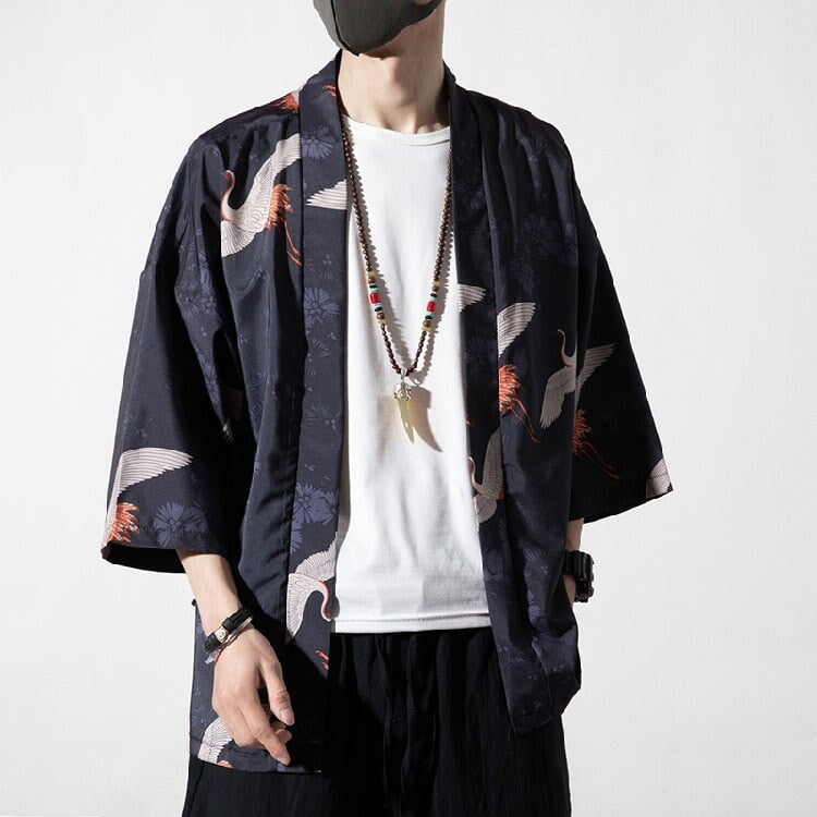 Japanese Royal Cranes Kimono - Image 6