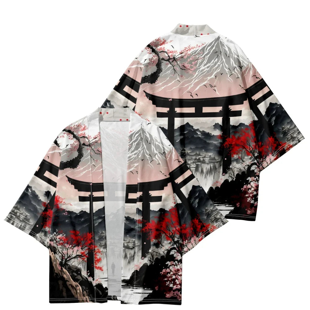 Japanese-theme Dawn Shrine Unisex Kimono - Image 2