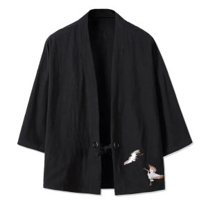 Japanese-themed Couple Crane Men's Yukata Kimono Jacket