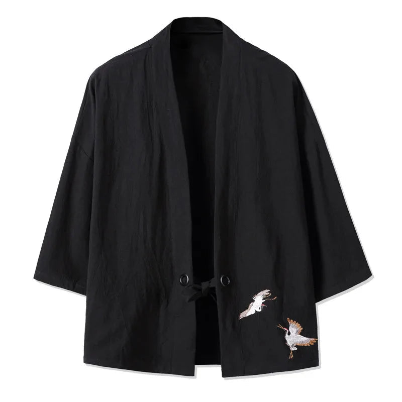 Japanese-themed Couple Crane Men's Yukata Kimono Jacket