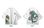 Japanese-themed Emerald Dragon Two-Piece Kimono Yukata Top & Pants Sets