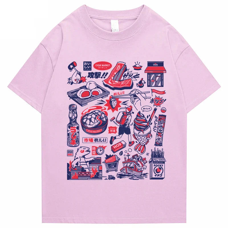 Japanese-themed Oishi Market Illustration Unisex Tee - Image 5