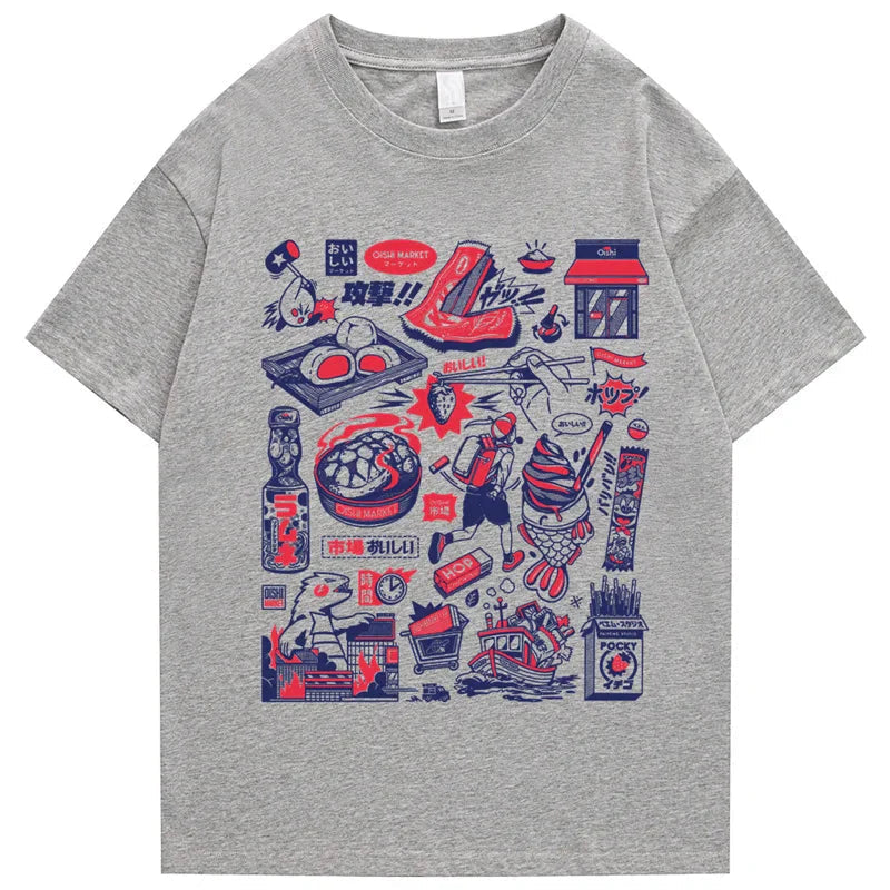 Japanese-themed Oishi Market Illustration Unisex Tee - Image 6