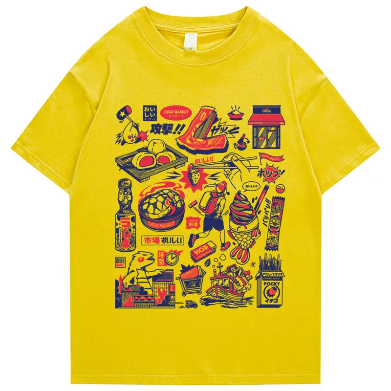 Japanese-themed Oishi Market Illustration Unisex Tee - Image 7