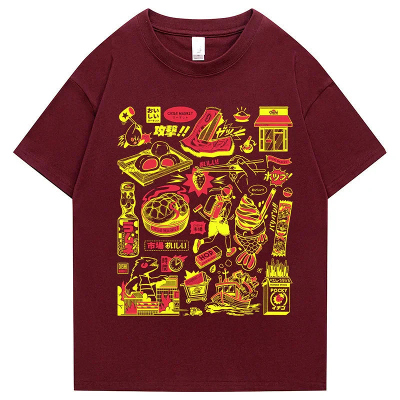 Japanese-themed Oishi Market Illustration Unisex Tee - Image 8
