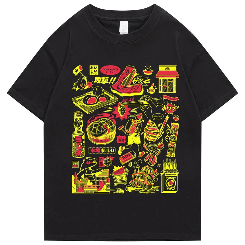 Japanese-themed Oishi Market Illustration Unisex Tee - Image 2