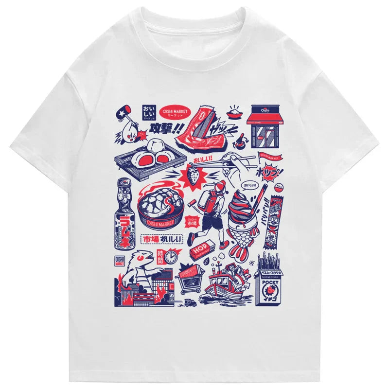 Japanese-themed Oishi Market Illustration Unisex Tee - Image 3