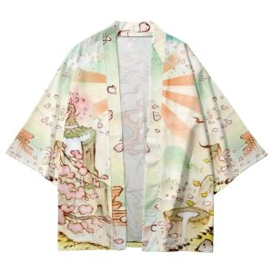 Japanese-themed Spirited Away White Wolf Unisex Kimono