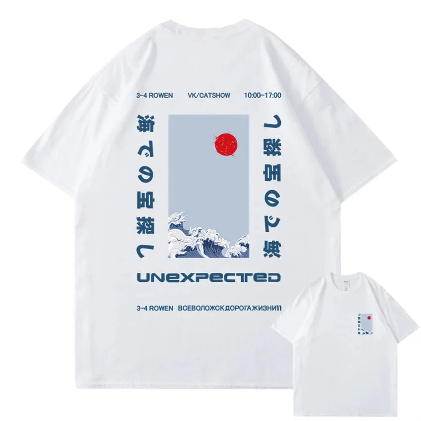Japanese-themed Wave Red Sun Kanji Unisex Tee - Image 4