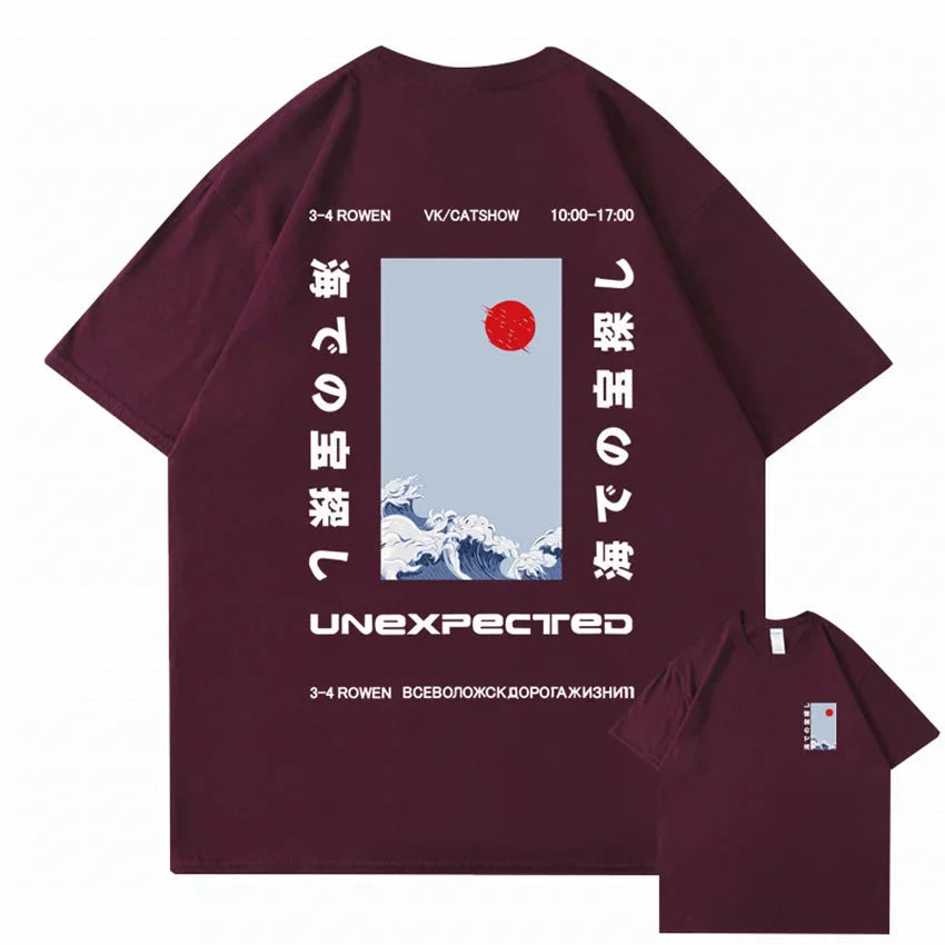 Japanese-themed Wave Red Sun Kanji Unisex Tee - Image 7