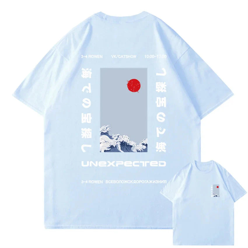 Japanese-themed Wave Red Sun Kanji Unisex Tee - Image 9