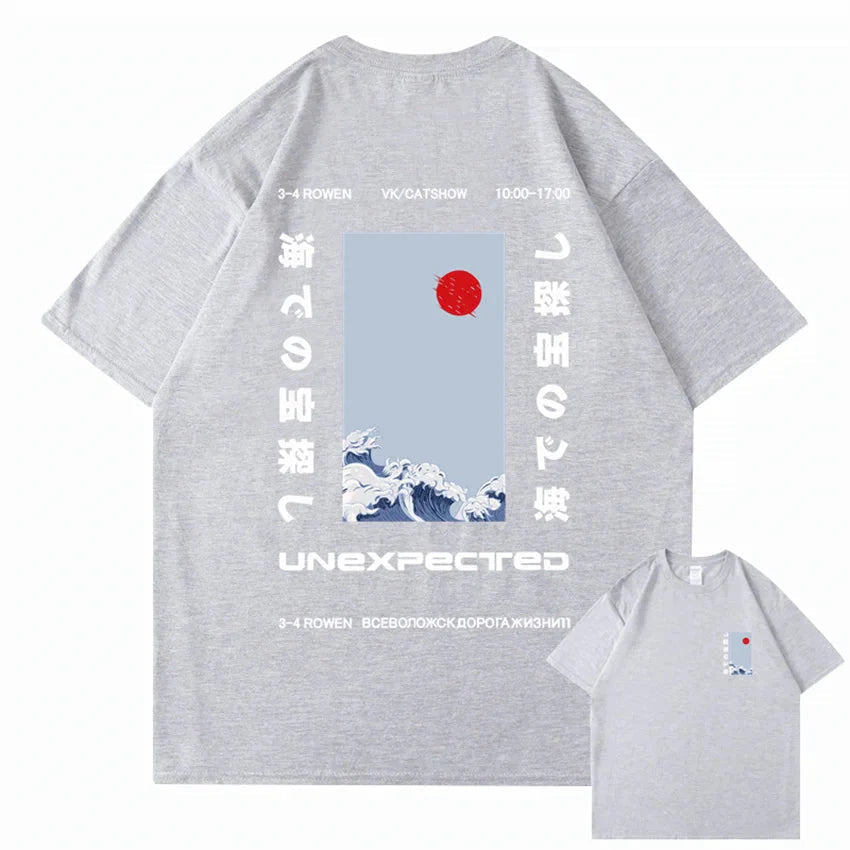 Japanese-themed Wave Red Sun Kanji Unisex Tee - Image 10
