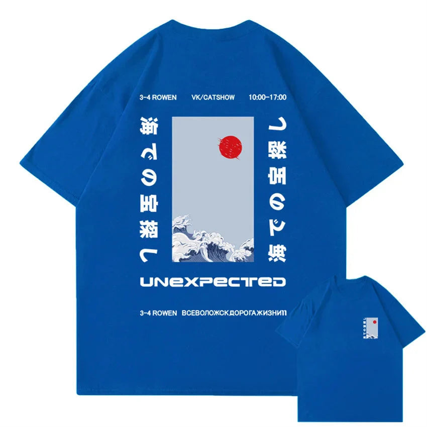 Japanese-themed Wave Red Sun Kanji Unisex Tee - Image 11