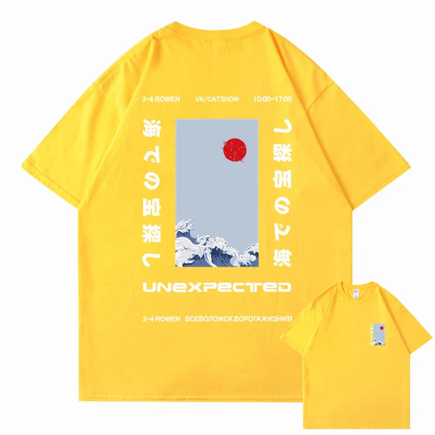 Japanese-themed Wave Red Sun Kanji Unisex Tee - Image 12