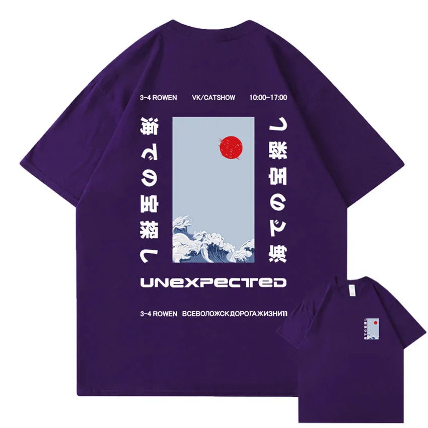 Japanese-themed Wave Red Sun Kanji Unisex Tee - Image 13