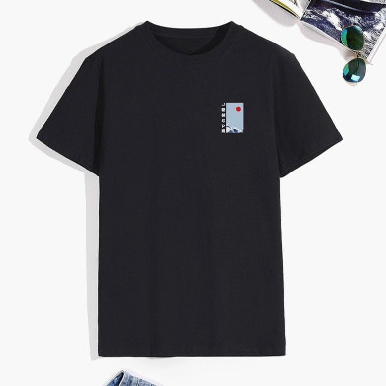 Japanese-themed Wave Red Sun Kanji Unisex Tee