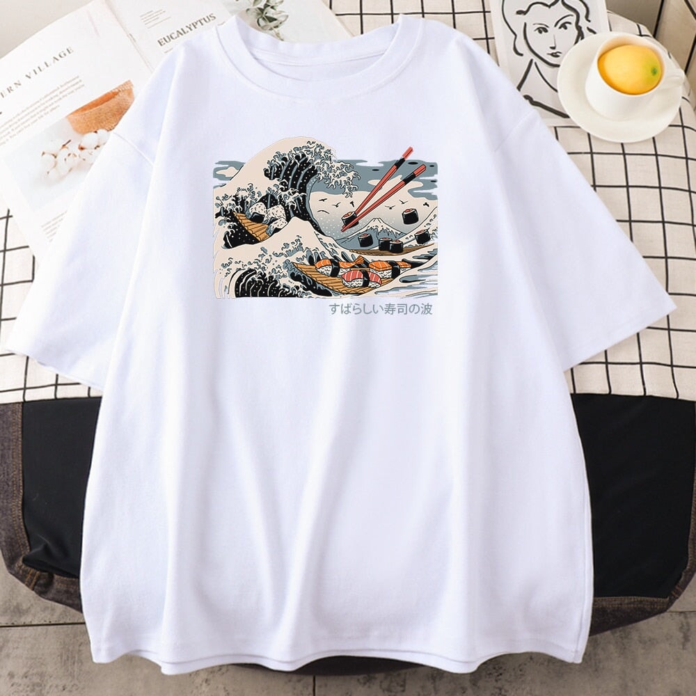 Kanagawa Wave of Sushi Unisex Cotton Tee - Image 4