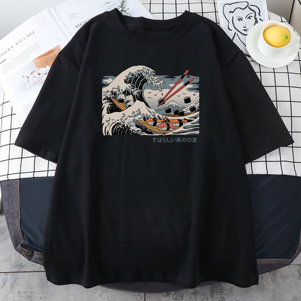 Kanagawa Wave of Sushi Unisex Cotton Tee