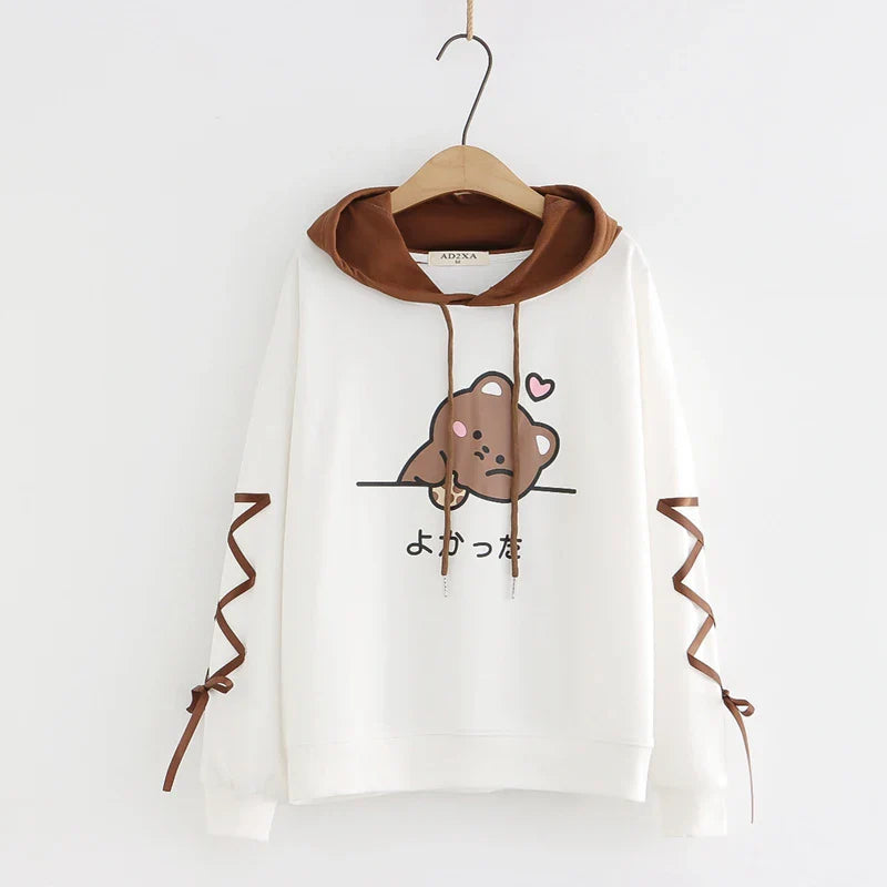 Kawaii Brown Bear Cookies Two-Tone Hoodie - Image 3