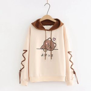 Kawaii Brown Bear Cookies Two-Tone Hoodie