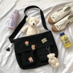 Kawaii Canvas Black White Bookbag