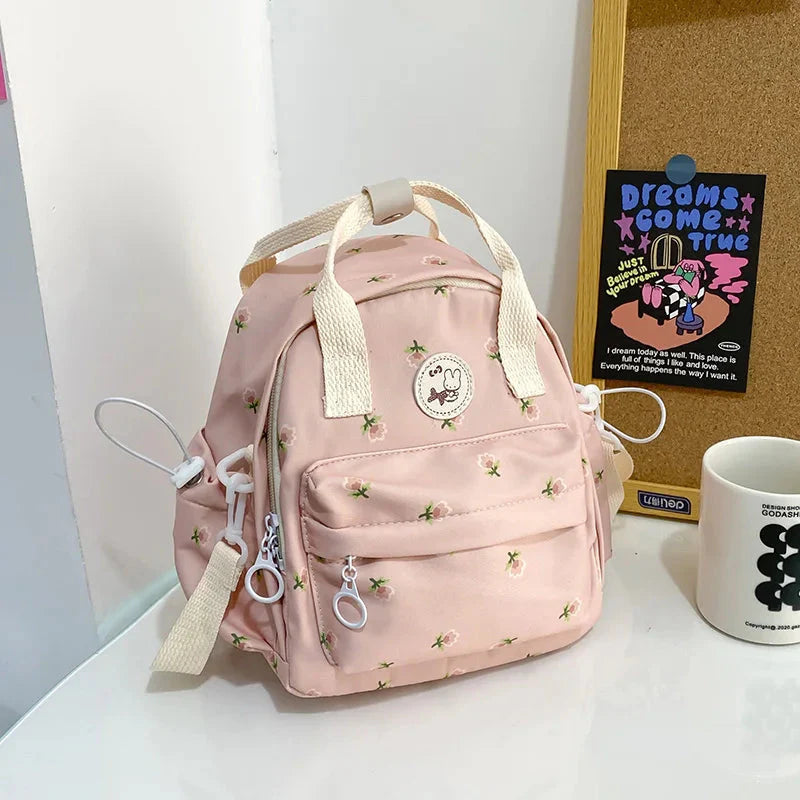 Kawaii Floral Bunny Petite Small Backpack - Image 3