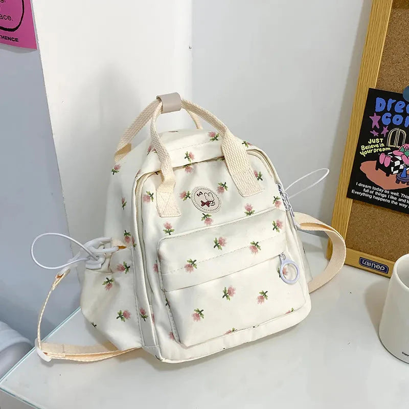 Kawaii Floral Bunny Petite Small Backpack - Image 2
